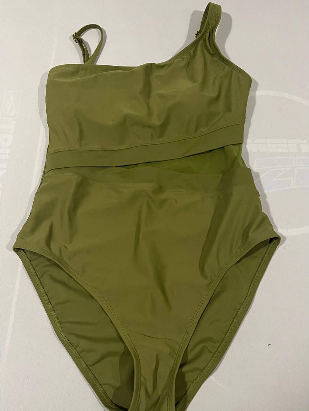 Bleu Rod Beattie Olive Green One-Shoulder Swimsuit